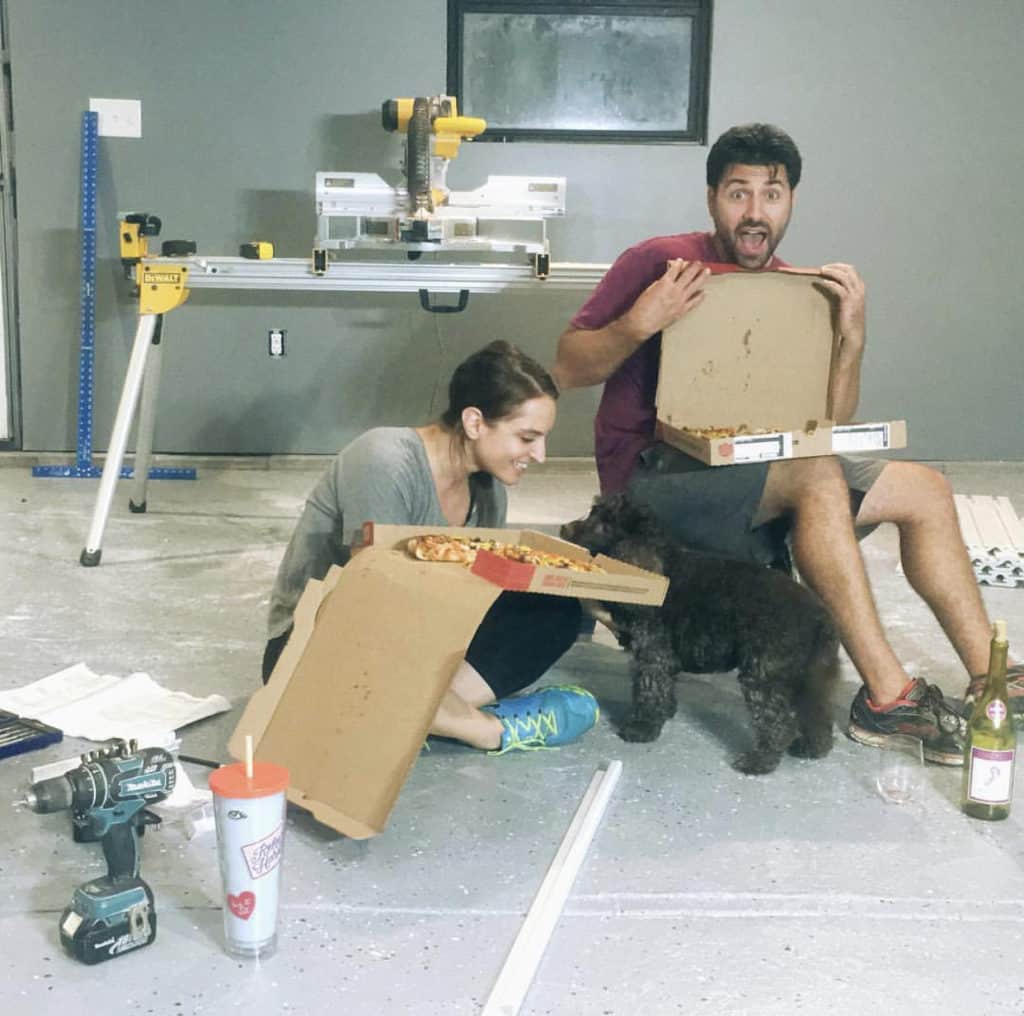 Couple Eating Pizza During a Home Renovation