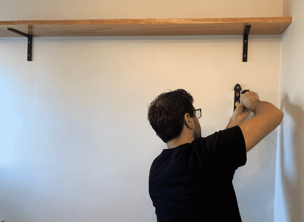 hanging brackets for a live edge shelf