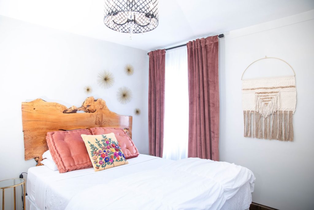 Bedroom with blackout curtains