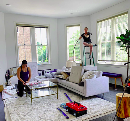 women in living room