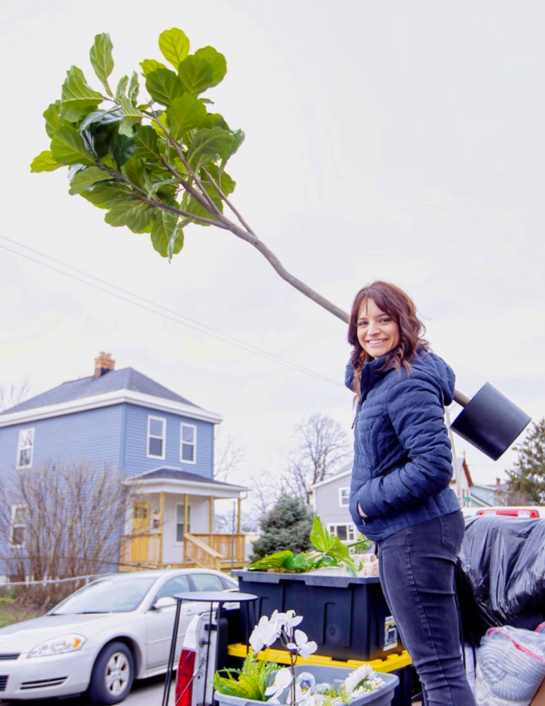 A woman with her plants