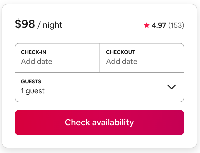 Airbnb scheduling form