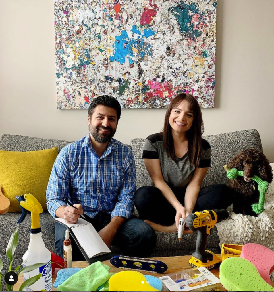 a couple sitting on a couch 