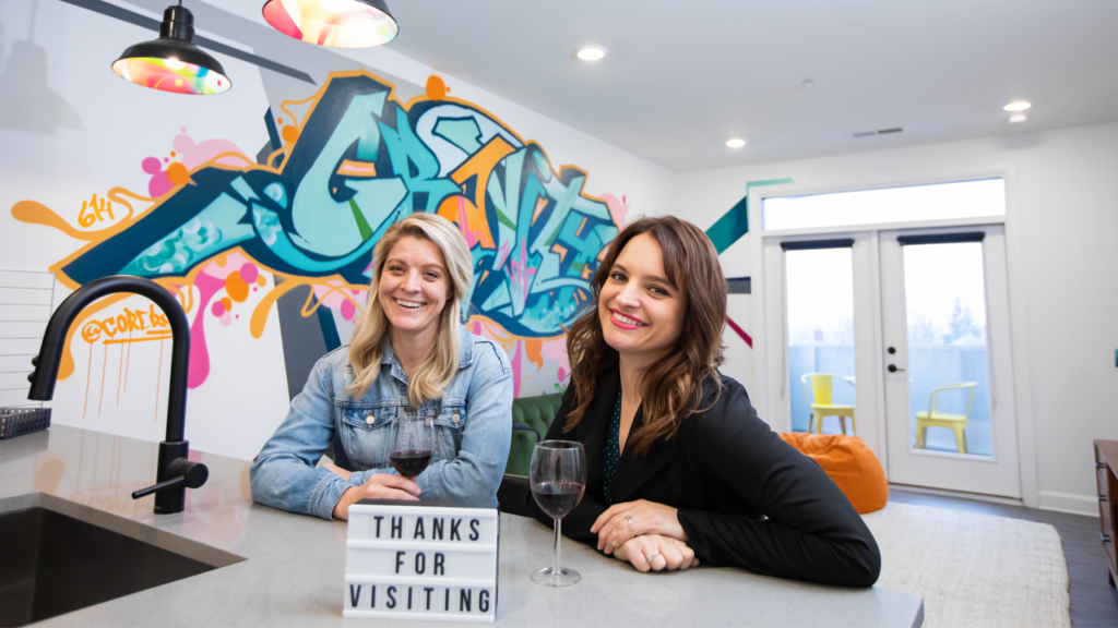 Girls drinking wine