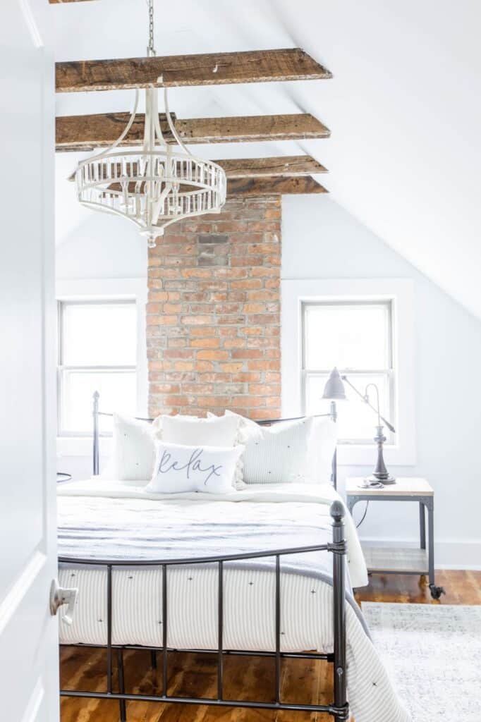 Aged wooden ceiling beams.