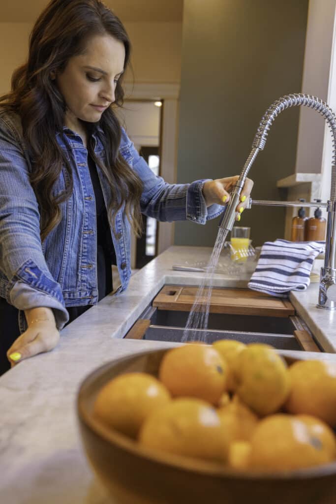 chrome kitchen faucet